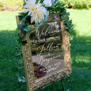 Welcome to Our Wedding Custom Vinyl Decal Sticker for Wedding Mirror image 3