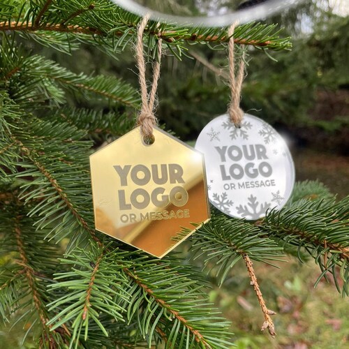Custom Christmas Mirrored Tree Ornament Bulk Wholesale Client / Corporate Gifting