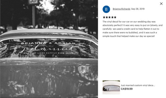 Custom Just Married Sticker Vinyl Decal for Wedding Car Decoration Wedding  Car Decor Signs DIY Wedding Decor 