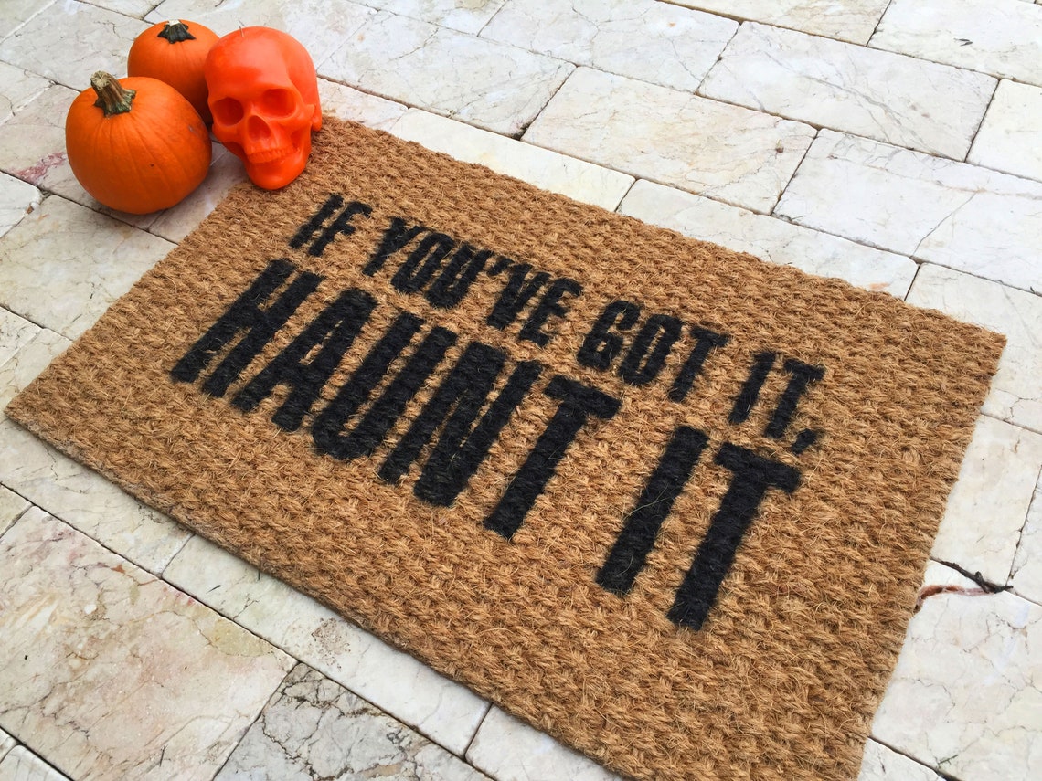Funny halloween mat halloween decor haunt it fall Etsy