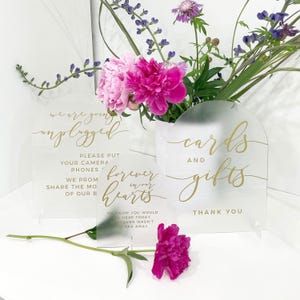 Signalétique de table de mariage arquée, cérémonie Unplugged, livre d'or, numéros de table, cartes et cadeaux, bar ouvert sur acrylique dépoli - SOIREE ROMANTIQUE