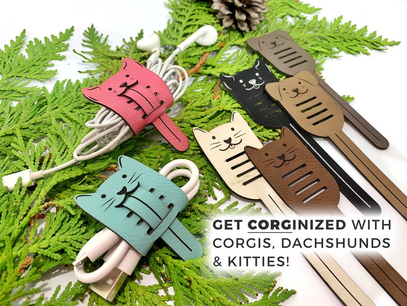 Cord Organizers, Cord Wrap, Leatherette Cat Cruelty Free Cord