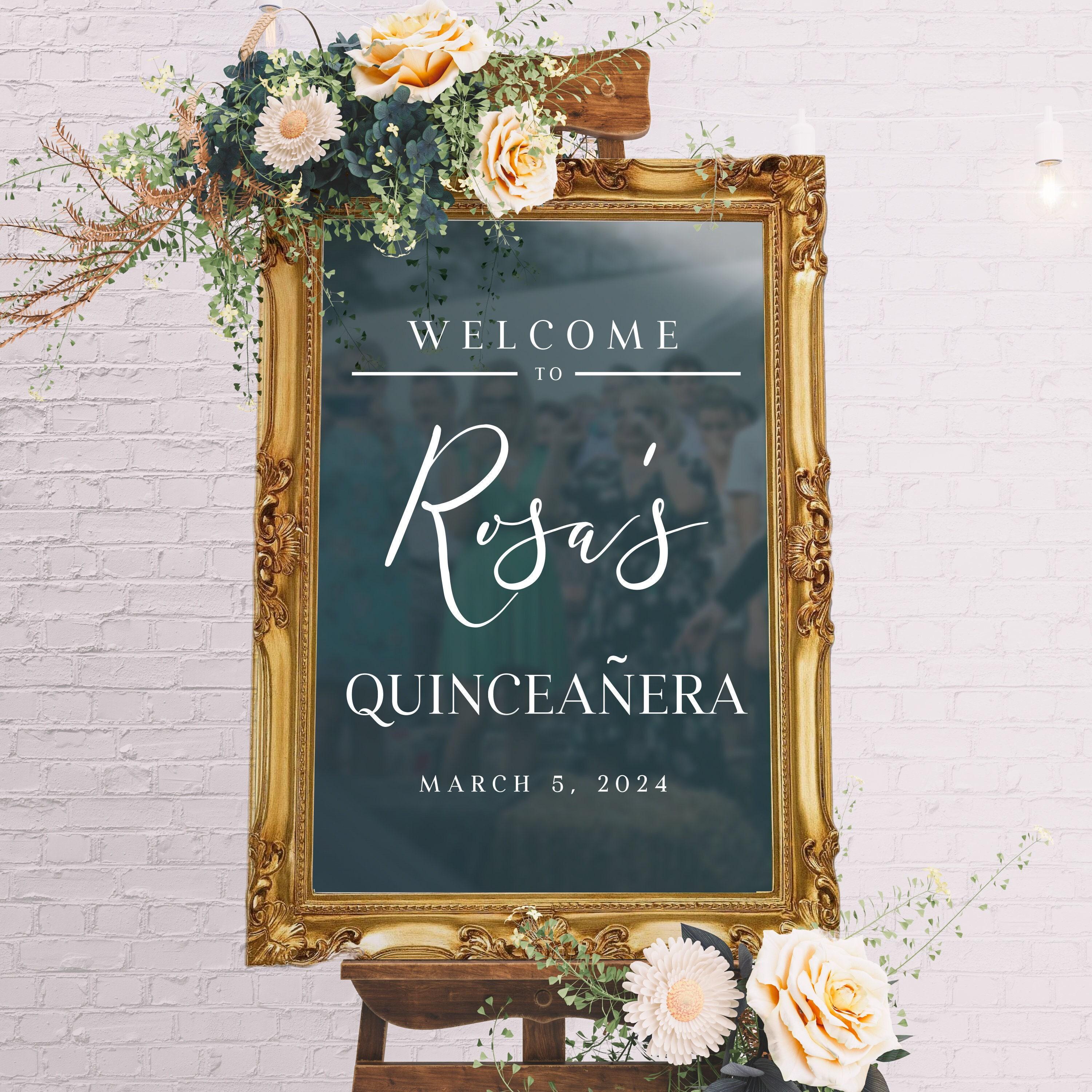 Custom Welcome to Quinceanera Entry Vinyl Decal Sticker for mirrors | Bat Mitzvah, Birthday, Sweet Sixteen, Baby, Bridal Shower Party Sign