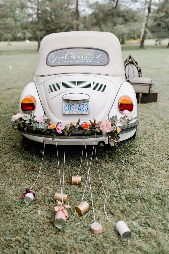 Just Married Custom Vinyl Decal Wedding Car Decor Just Etsy