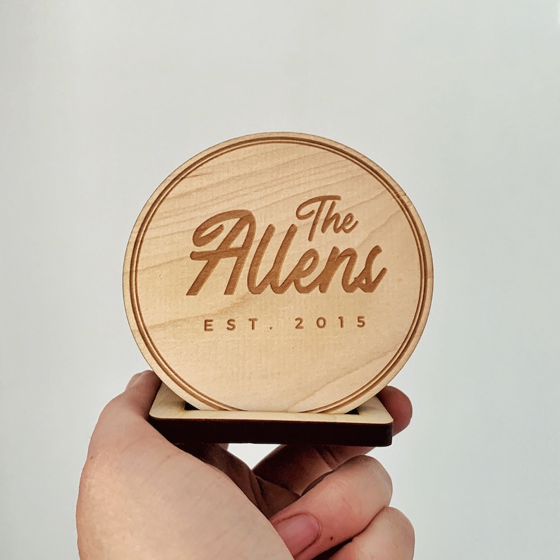 real maple or acrylic coasters engagement gifts bridal party Custom laser engraved wooden drink coasters set housewarming bar decor