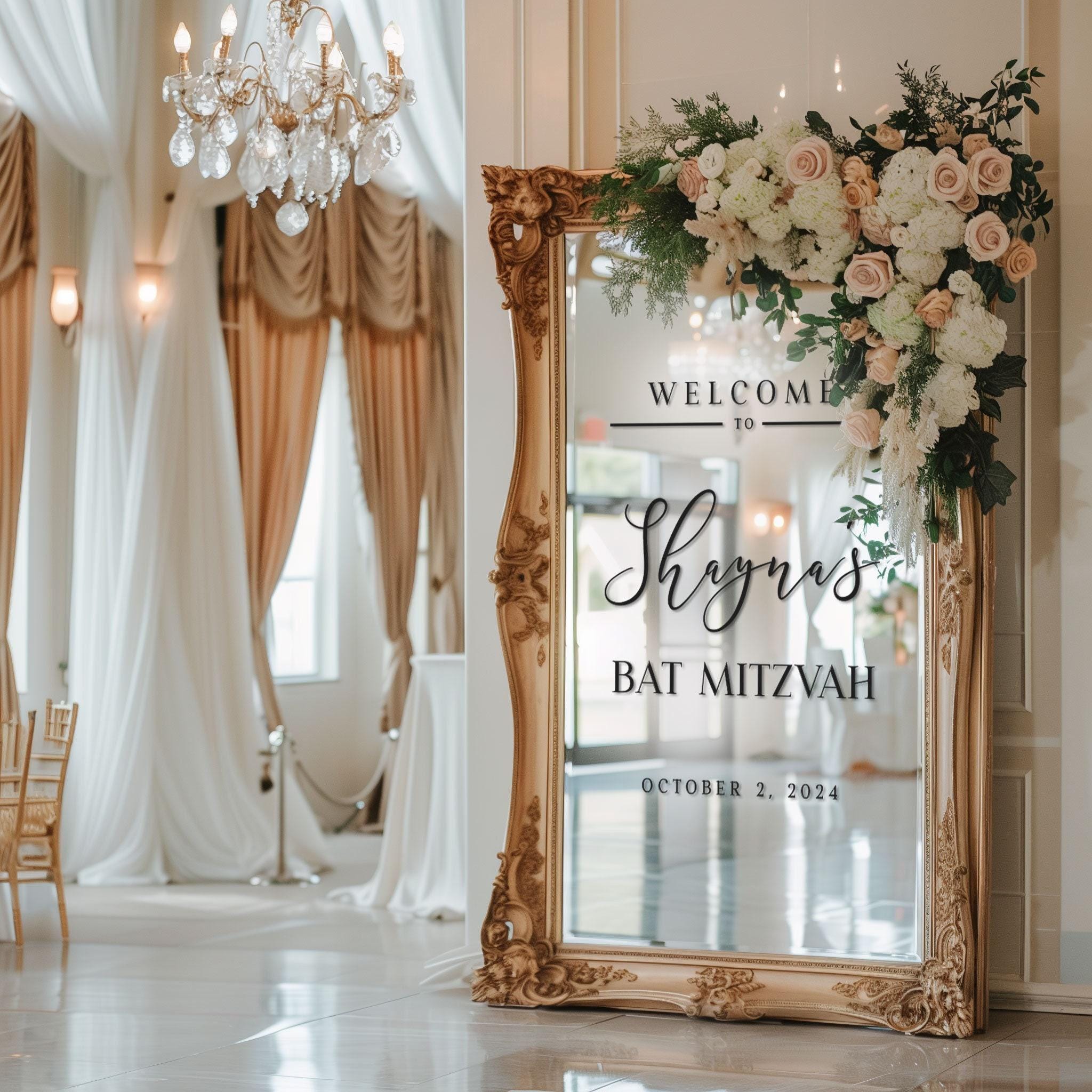 Bat R Entry Graphics Custom Welcome to Bat Mitzvah Entry Vinyl Decal Sticker for Mirrors ...