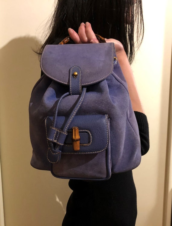 Authentic Gucci Bamboo Mini Purple Suede Backpack 