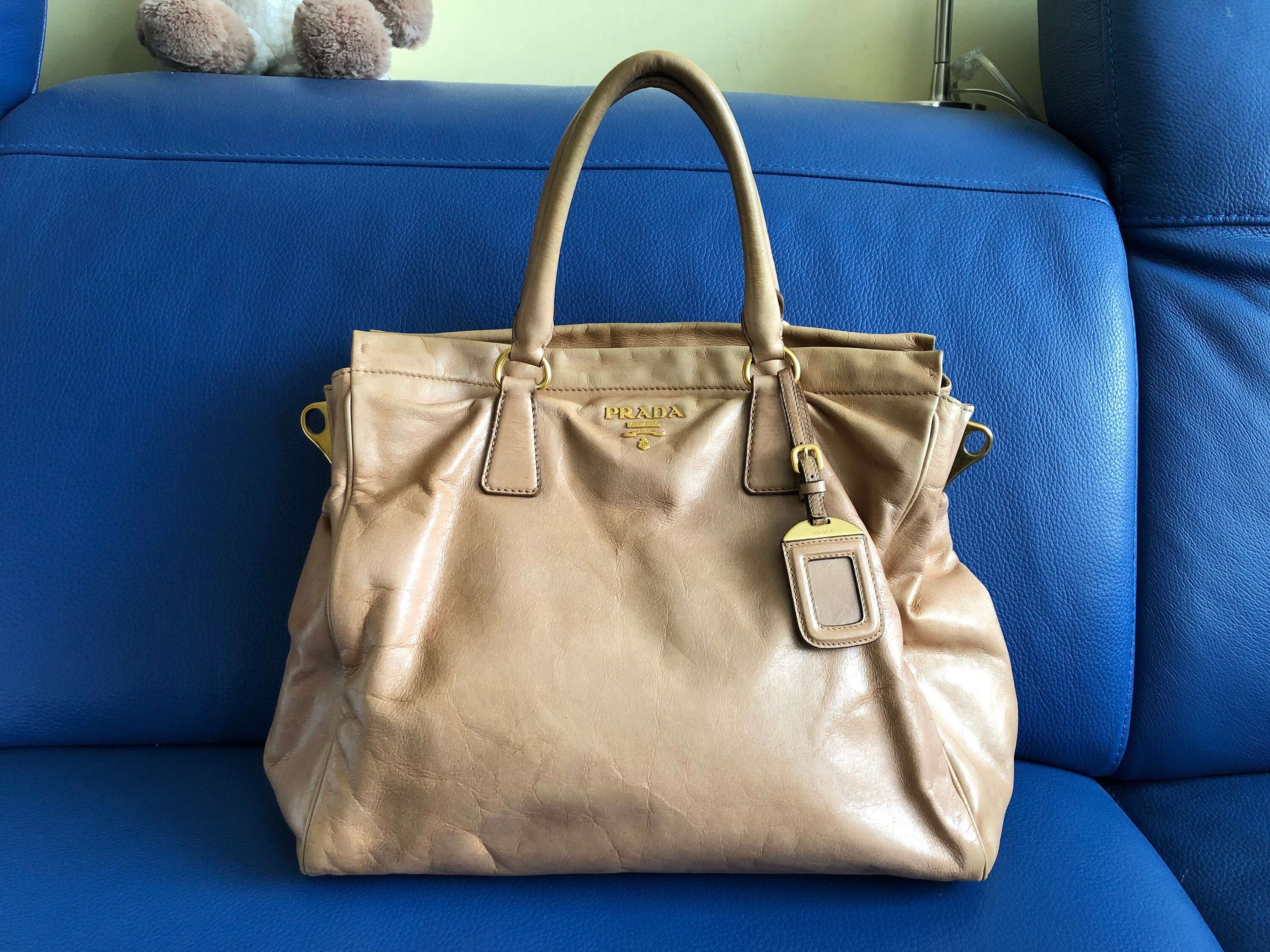 PRADA Saffiano Bag Beige Include Strap 33 x 9 x 30 cm Rp 1x.xxx