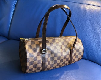 Louis Vuitton Papillon 30 Damier Ebene Barrel Brown Coated Canvas