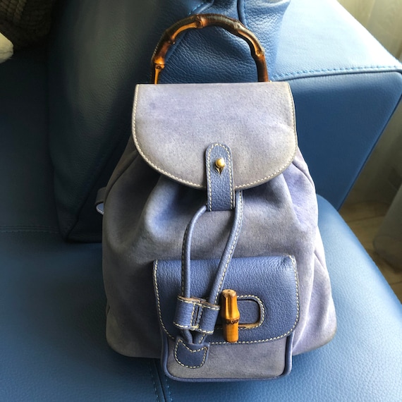 Authentic Gucci Bamboo Mini Purple Suede Backpack - Etsy