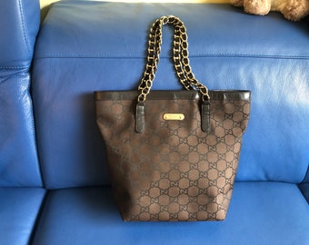 Gold Gucci GG Canvas Tote Bag