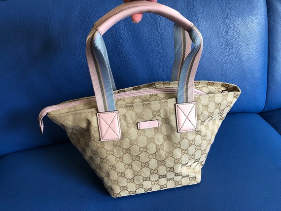 Gucci Handbag Shoulder Bag GG Canvas Sherry Line Beige Pink NEW