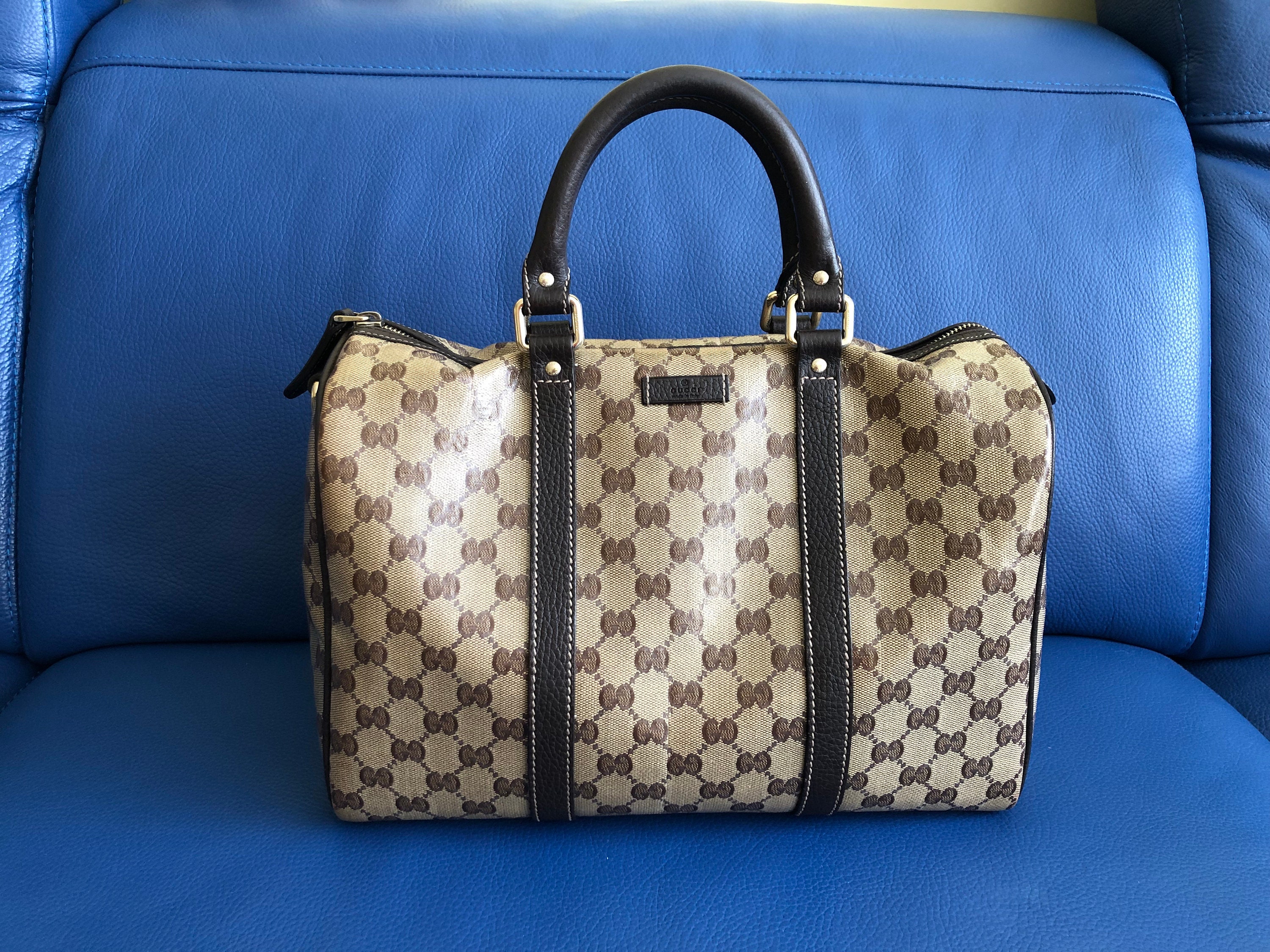 Gucci vintage Sherry line boston bag Blue Grey Cloth ref.542808 - Joli  Closet