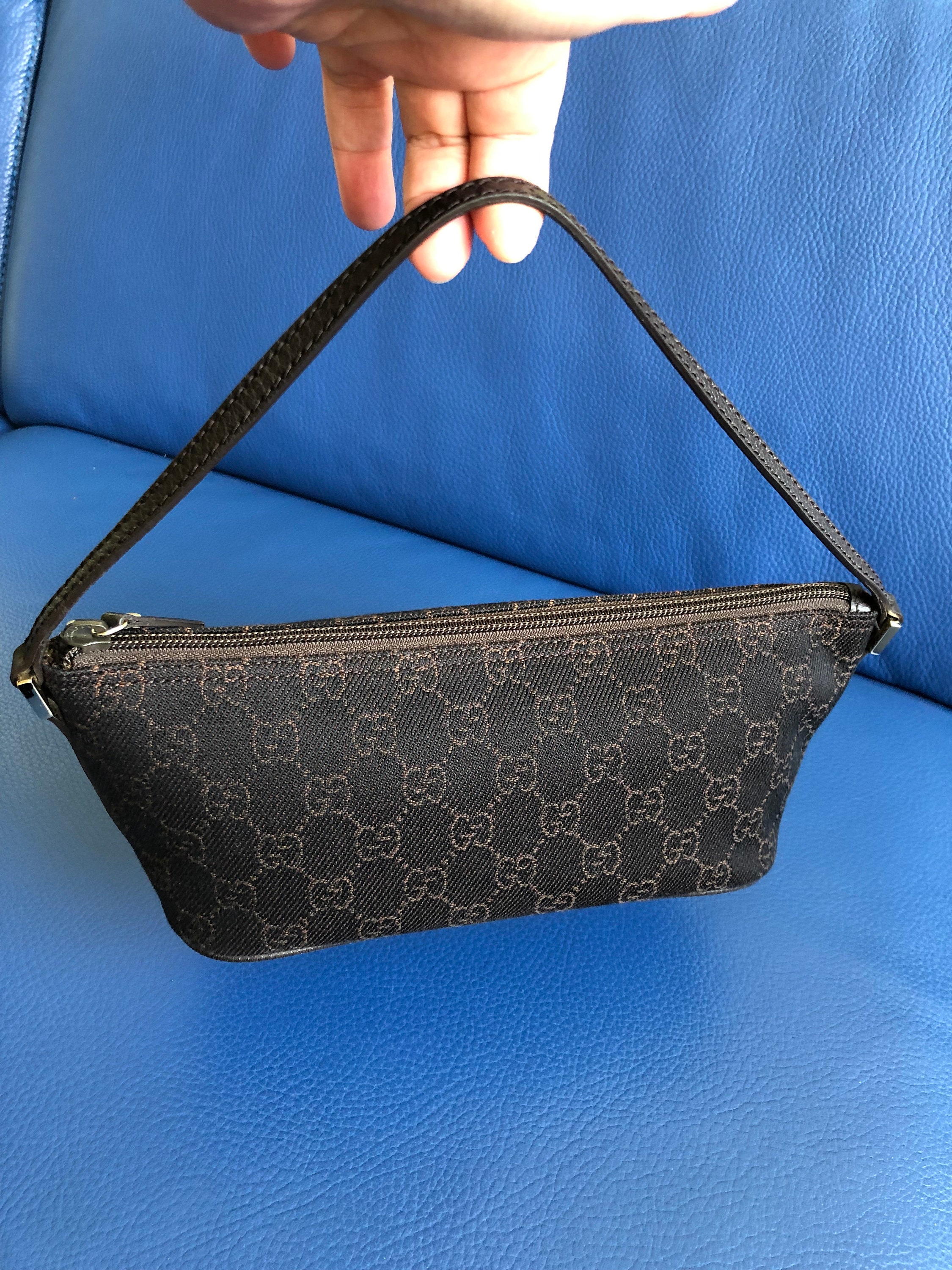 Gucci Black Diamante Canvas Boat Pochette Cloth ref.718728 - Joli Closet