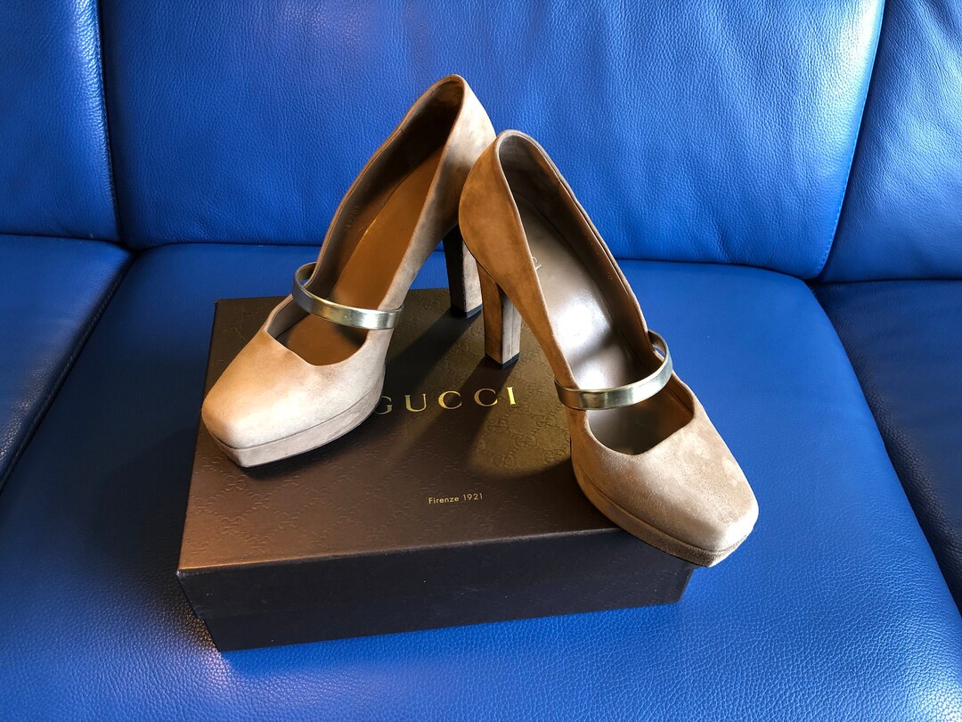 Gucci Pumps Suede in Beige Etsy