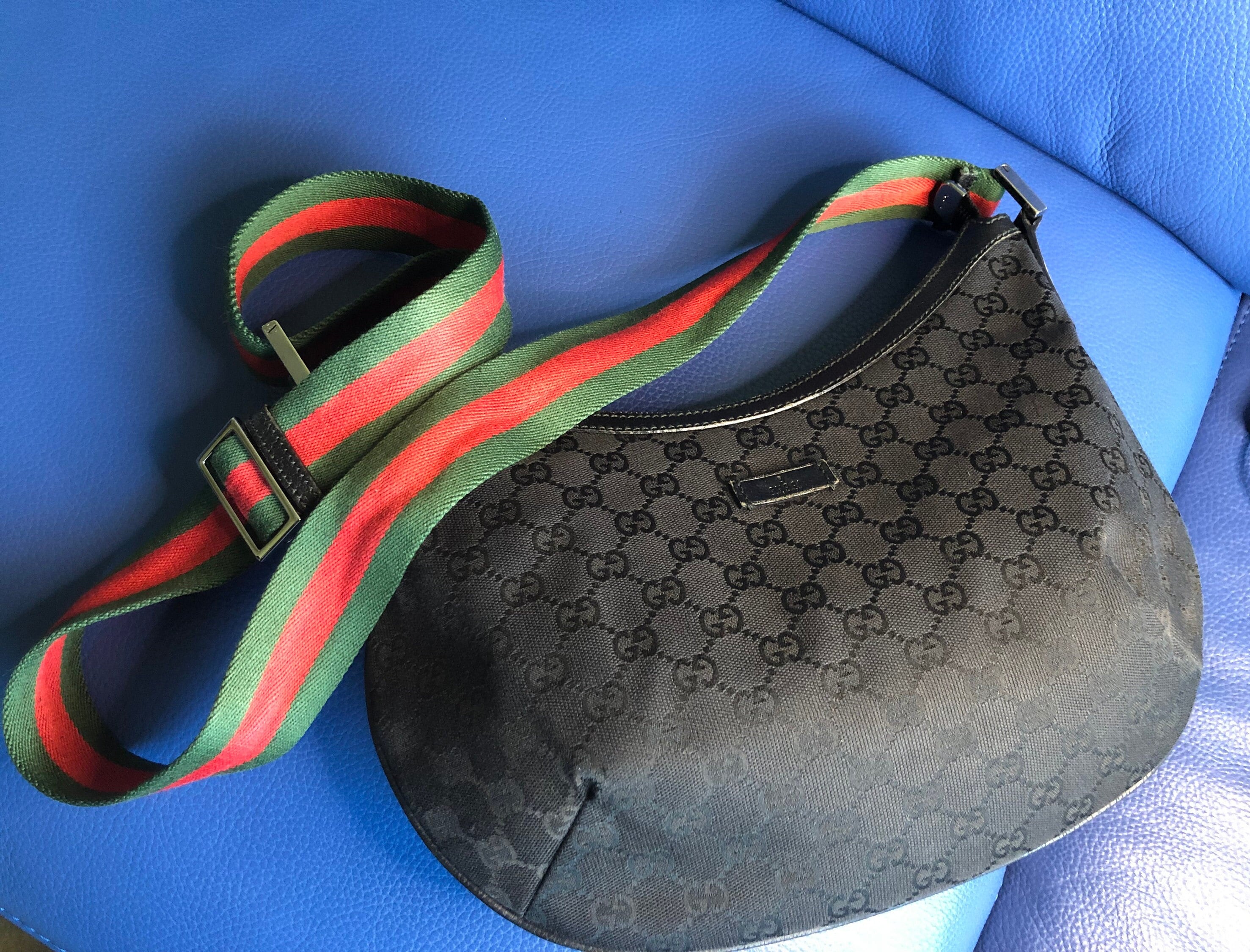 GUCCI Zippy Clutch Sherry Line Added Strap Crossbody Shoulder