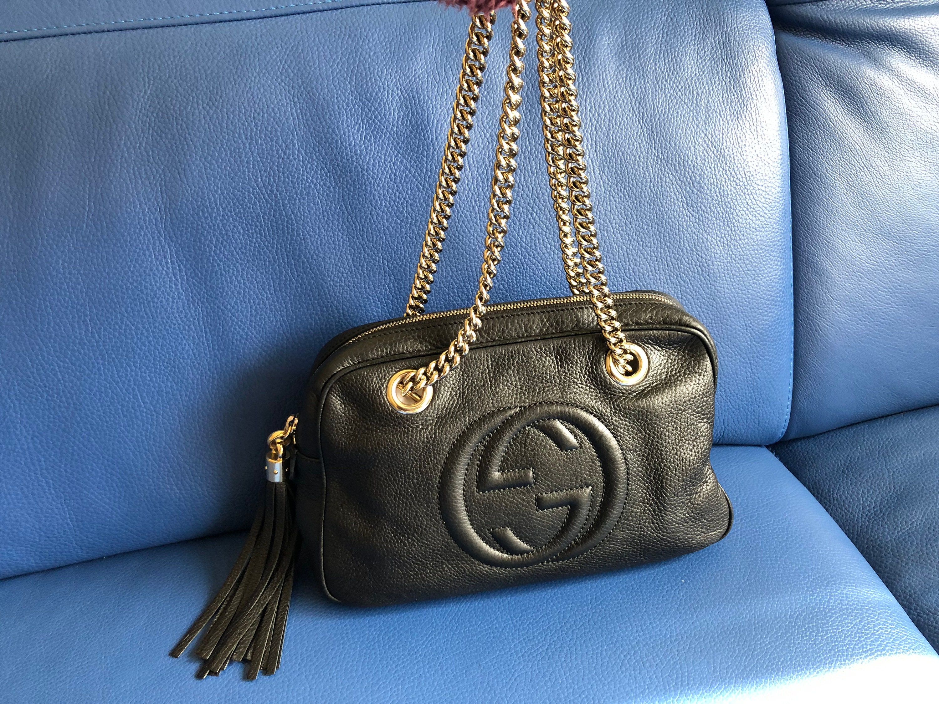 Gucci Horsebit Chain small shoulder bag in Grey Leather