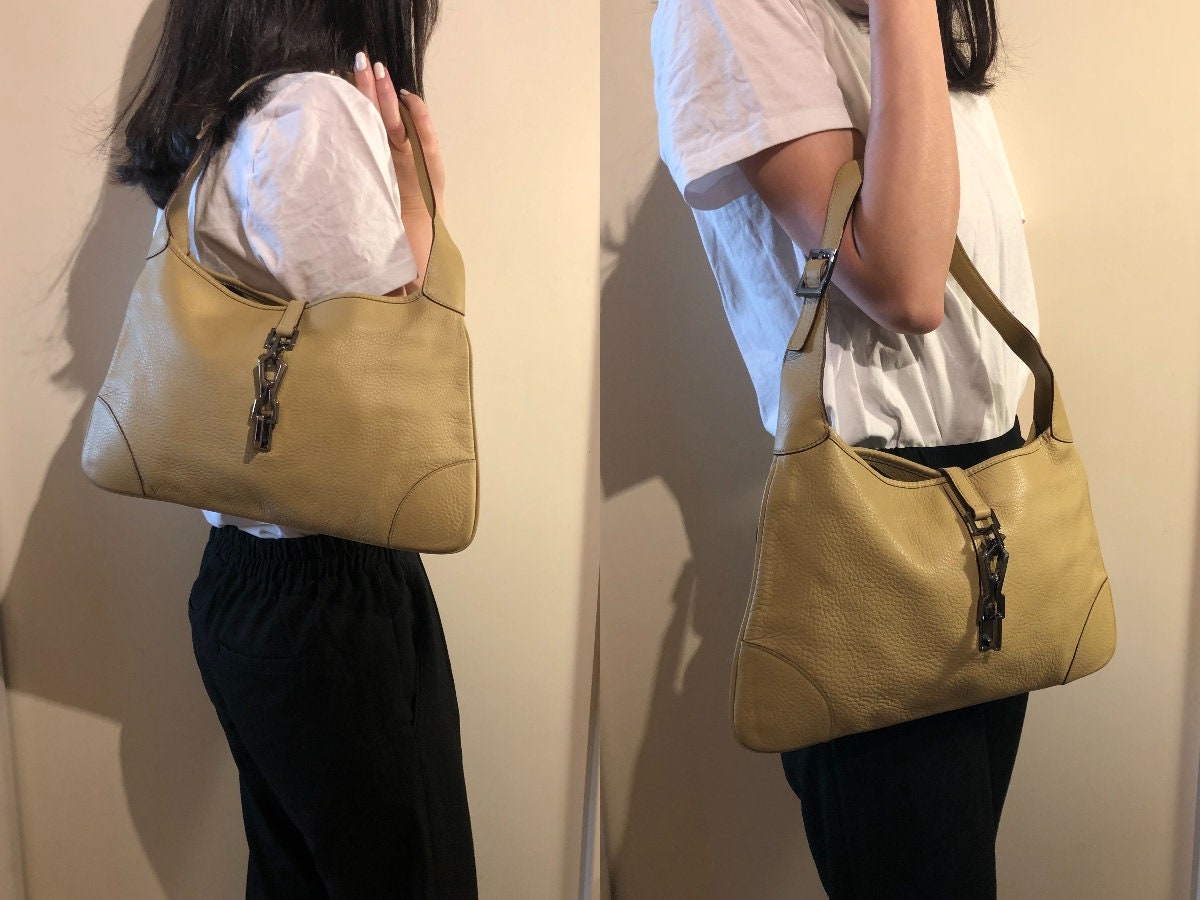 Gucci Jackie Bag in Light Yellow / Beige Leather 