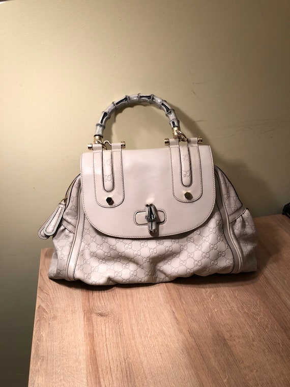 Authentic Gucci Dialux Pop Bamboo Ivory Large Satc