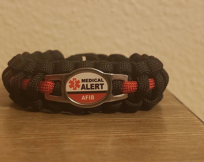 AFIB Medical Alert Paracord Bracelet Medical Id Bracelet Etsy