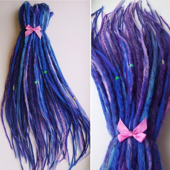 Blue Galaxy Synthetic Double Ended Dreads Dreadlocks Crocheted Dreads Box Braids Blue Purple Pink