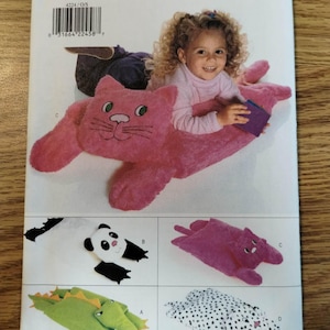 4224 Butterick Sewing Pattern Animal Pillow Pals, Cat, Panda Bear, Dragon, Leopard, Factory-Folded