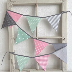 Pennant garland Grey / Pink / Mint 10 pennants image 4