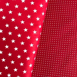 Stoffpaket Sterne, Punkte & uni grau / rot Bild 7