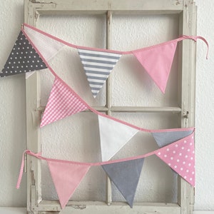 Pennant garland Gray / Pink 10 pennants image 4