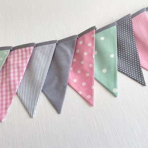 Pennant garland Grey / Pink / Mint 10 pennants image 6