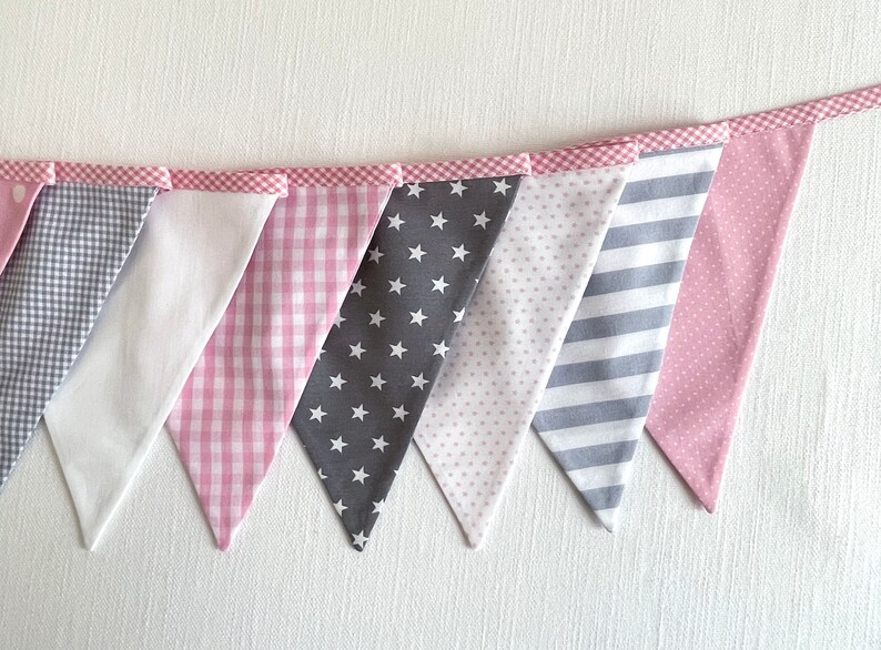 Pennant garland Gray / Pink 10 pennants image 6