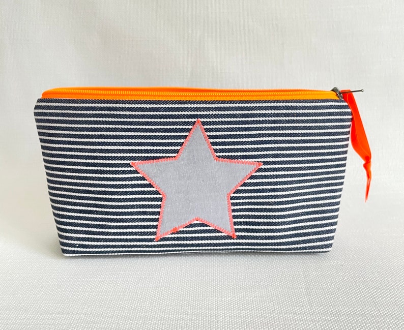 Pen bag with star NEON neon orange