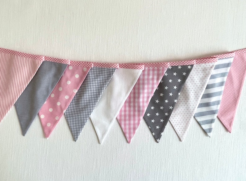 Pennant garland Gray / Pink 10 pennants image 3