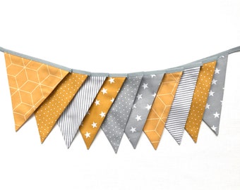 Pennant garland "Curry / Grey"