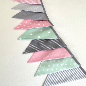 Pennant garland Grey / Pink / Mint 10 pennants image 7