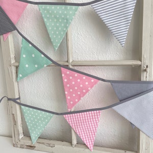 Pennant garland Grey / Pink / Mint 10 pennants image 9