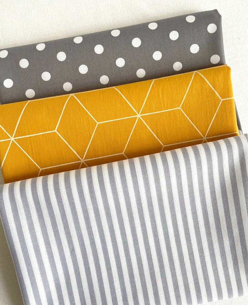 Paquet de tissus Pattern Mix gris / curry / jaune image 3