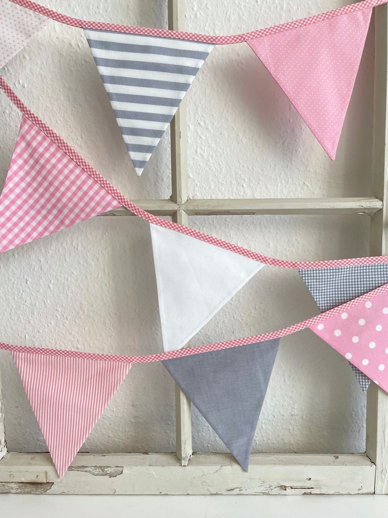 Pennant garland Gray / Pink 10 pennants image 5