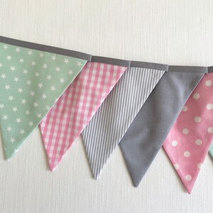 Pennant garland Grey / Pink / Mint 10 pennants image 3