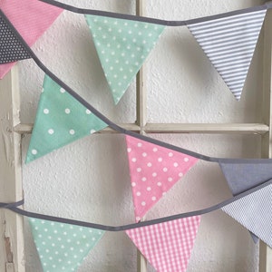 Pennant garland Grey / Pink / Mint 10 pennants image 8