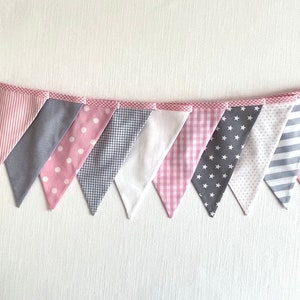 Pennant garland Gray / Pink 10 pennants image 1