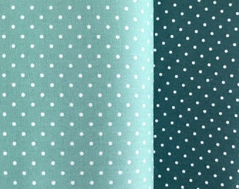 Cotton fabric fabric dots, dark mint