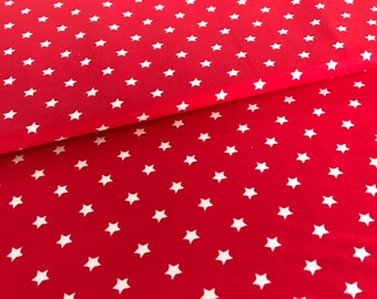 RESTPOSTEN 105 cm cotton jersey, red with white stars