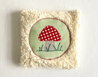 Cherry stone pillow made of cotton plush "Toadstool", ecru