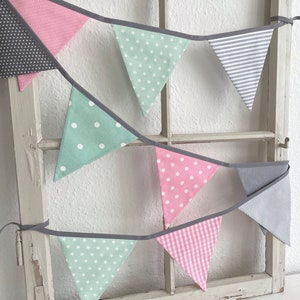 Pennant garland Grey / Pink / Mint 10 pennants image 5