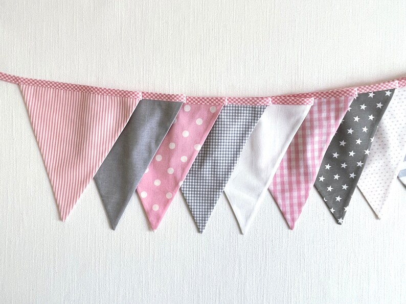 Pennant garland Gray / Pink 10 pennants image 2