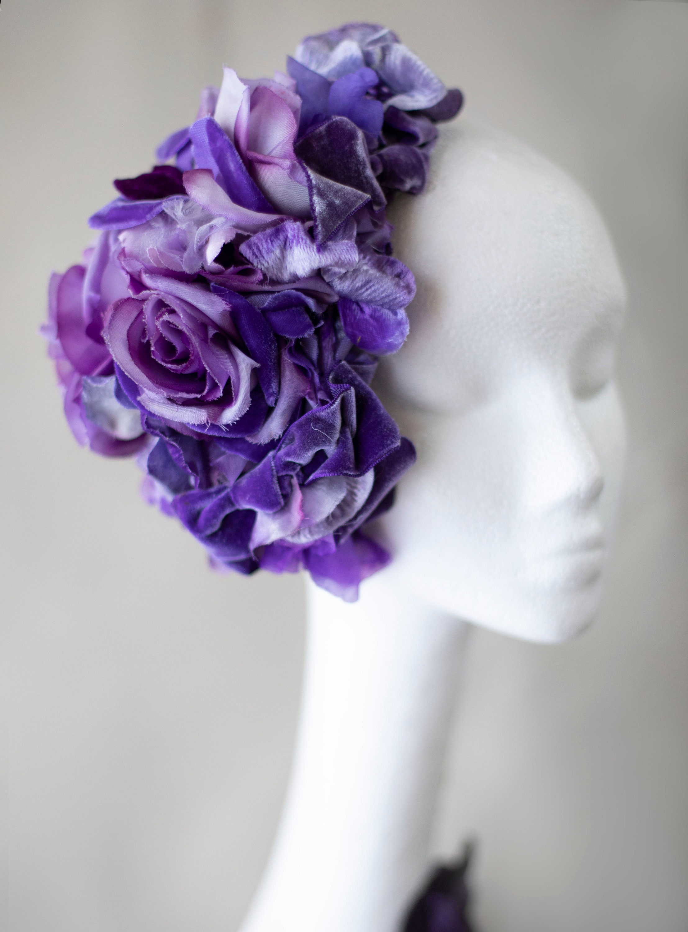 Vintage Purple floral headpiece Etsy