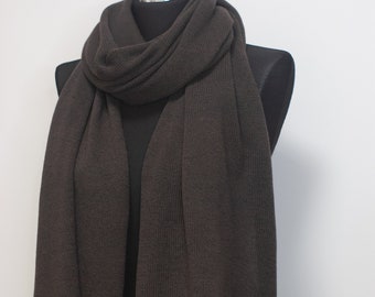 Dark brown unisex scarf Brown scarf merino wool with cashmere Women's scarf Brown scarf for woman Long soft scarf