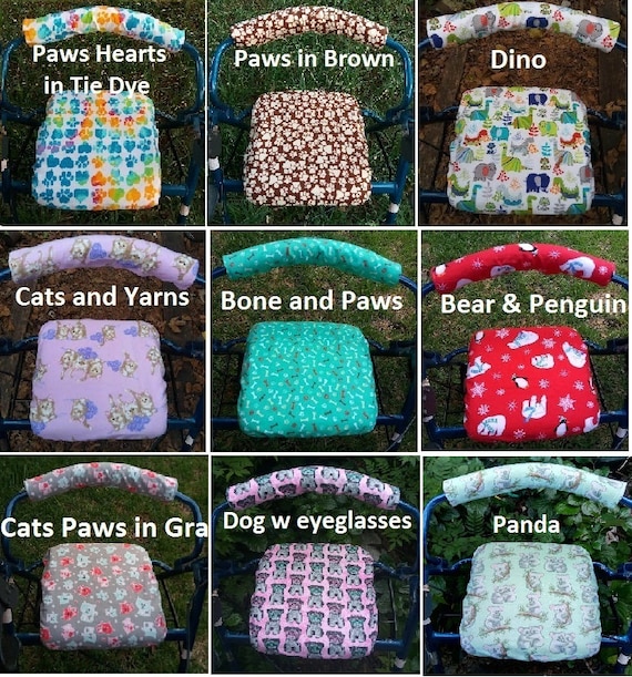 Flannel Rollator Walker Seat Cover Bar Cover Paws Hearts Etsy UK