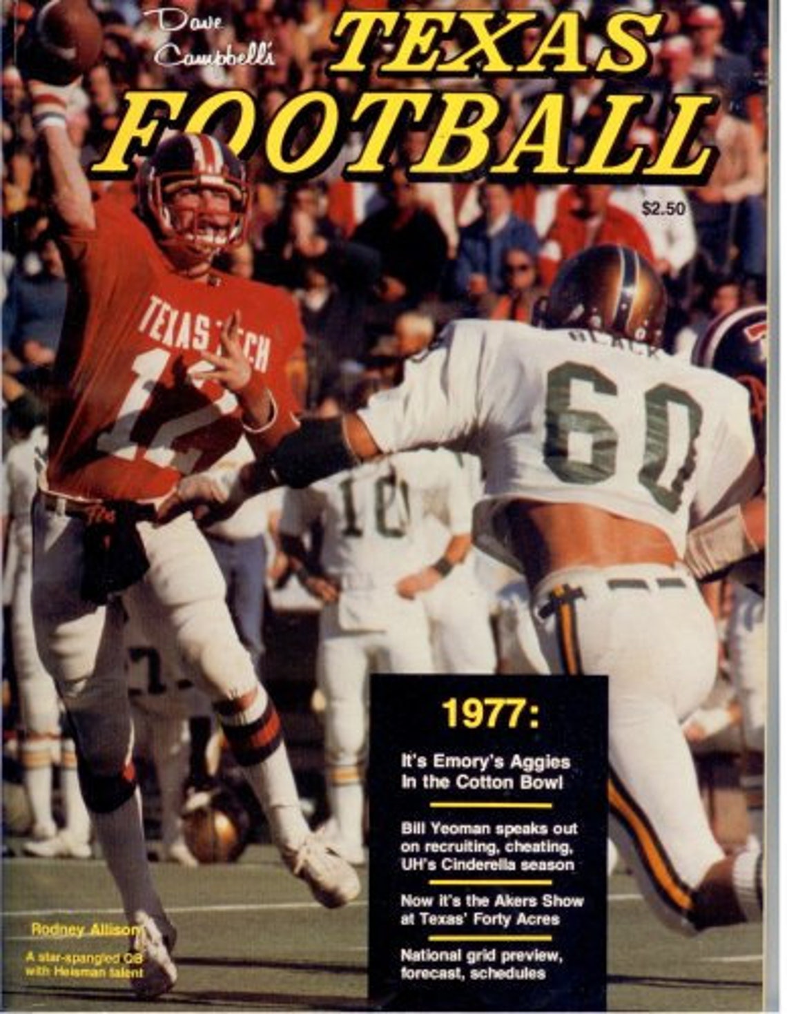 1977 Dave Campbell's Annual Texas Football Magazine Rodney Etsy
